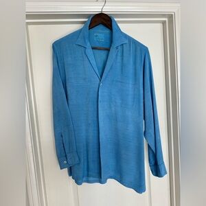 VTG 50s Shirt Sky Blue Fleck Loop Collar Rockabilly VLV True Vintage Shirt Elvis